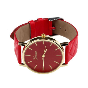 Checkers Faux lady dress watch, women's Casual Leather quartz-watch Analog wristwatch Gifts relogios feminino