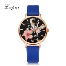 Lvpai Brand Women Bracelet Watch Fashion Rose Gold Flowers Leather Simple Women Dress Watches Luxury Business Gift Clock Watch