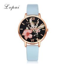 Lvpai Brand Women Bracelet Watch Fashion Rose Gold Flowers Leather Simple Women Dress Watches Luxury Business Gift Clock Watch