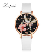 Lvpai Brand Women Bracelet Watch Fashion Rose Gold Flowers Leather Simple Women Dress Watches Luxury Business Gift Clock Watch