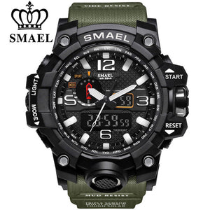 SMAEL Brand Sports Watches Men Dual Time Camouflage Military Watch Men Army LED Digital Wristwatch 50M Waterproof Men's Clock