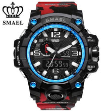 SMAEL Brand Sports Watches Men Dual Time Camouflage Military Watch Men Army LED Digital Wristwatch 50M Waterproof Men's Clock