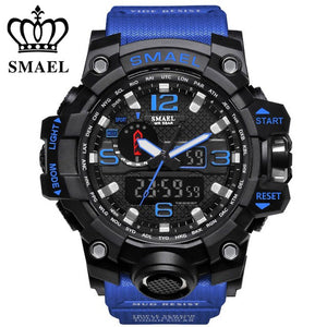 SMAEL Brand Sports Watches Men Dual Time Camouflage Military Watch Men Army LED Digital Wristwatch 50M Waterproof Men's Clock