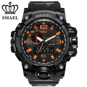 SMAEL Brand Sports Watches Men Dual Time Camouflage Military Watch Men Army LED Digital Wristwatch 50M Waterproof Men's Clock