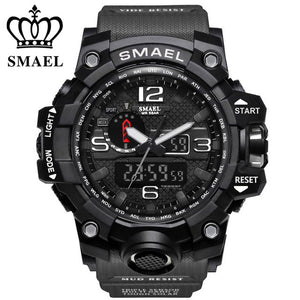 SMAEL Brand Sports Watches Men Dual Time Camouflage Military Watch Men Army LED Digital Wristwatch 50M Waterproof Men's Clock