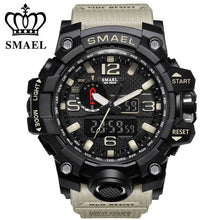 SMAEL Brand Sports Watches Men Dual Time Camouflage Military Watch Men Army LED Digital Wristwatch 50M Waterproof Men's Clock