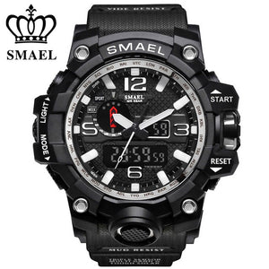 SMAEL Brand Sports Watches Men Dual Time Camouflage Military Watch Men Army LED Digital Wristwatch 50M Waterproof Men's Clock