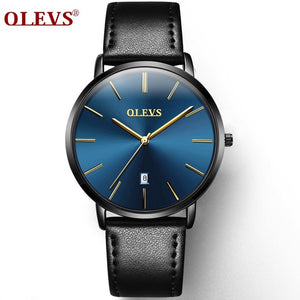 OLEVS Ultra thin Male Wristwatch Leather Watchband Business Watches Waterproof Scratch-resistant Men Watch
