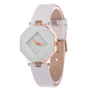 Luxury Women Watches Gem Cut Geometry Crystal Leather Quartz Wristwatch Fashion Dress Watch Ladies Gifts Clock Relogio Feminino