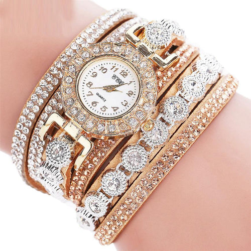 masculino Women Quartz Women PU Leather  Rhinestone Watch Bracelet Watches