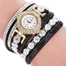 masculino Women Quartz Women PU Leather  Rhinestone Watch Bracelet Watches
