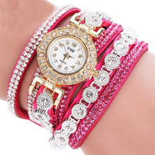 masculino Women Quartz Women PU Leather  Rhinestone Watch Bracelet Watches