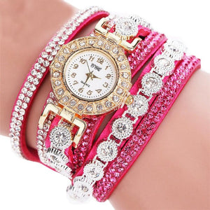 masculino Women Quartz Women PU Leather  Rhinestone Watch Bracelet Watches