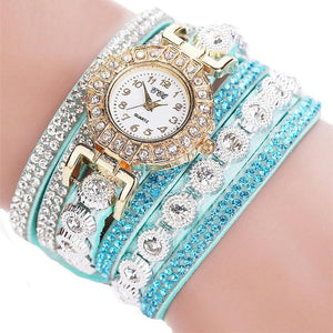 masculino Women Quartz Women PU Leather  Rhinestone Watch Bracelet Watches