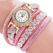 masculino Women Quartz Women PU Leather  Rhinestone Watch Bracelet Watches