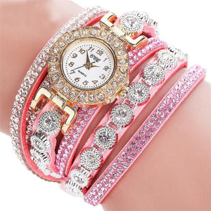 masculino Women Quartz Women PU Leather  Rhinestone Watch Bracelet Watches