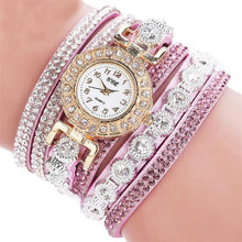 masculino Women Quartz Women PU Leather  Rhinestone Watch Bracelet Watches