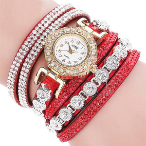 masculino Women Quartz Women PU Leather  Rhinestone Watch Bracelet Watches