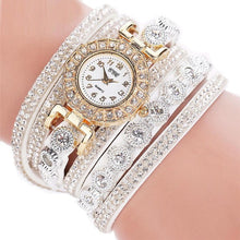 masculino Women Quartz Women PU Leather  Rhinestone Watch Bracelet Watches