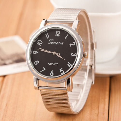 Famous Brand Silver Casual Geneva Quartz Watch Women Mesh Stainless Steel Dress bracelets Women Watches Relogio Feminino Clock