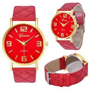 Newest Bracelets Watches Women's Geneva Brand Faux Leather Analog Quartz Wrist Watch Female Dress Watches Clock Relogio Feminino