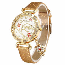 2018 New Women Watch Bracelets Vintage Retro Bracelet Watches Women Flower Rhinestone Ladies PU Leather Quartz Dress Wrist Watch