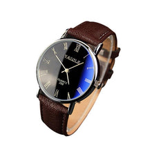 Relogio Masculino watches men luxury brand 2018 Fashion Faux Leather Men Blue Ray Glass Quartz Analog Watches Casual Cool Watch