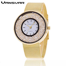 2018 New Fashion Stainless Steel Gold & Silver Band Quartz Watch Luxury Women Rhinestone Watches